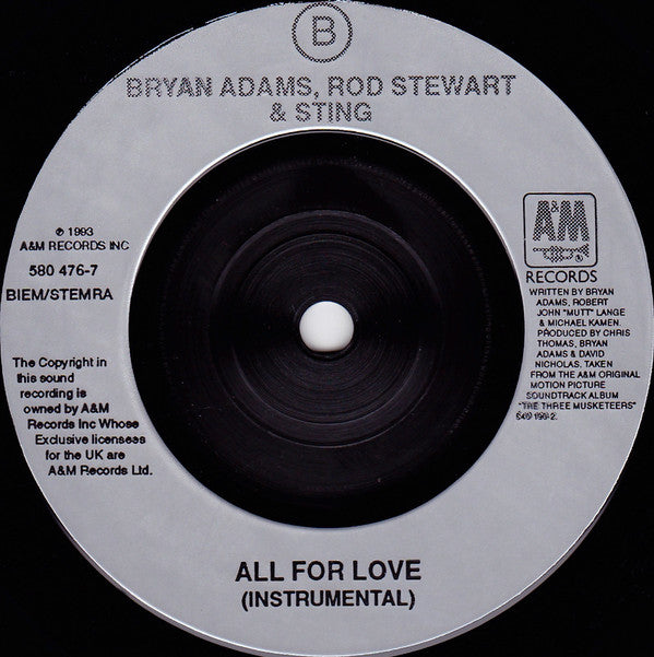 Bryan Adams, Rod Stewart & Sting : All For Love (7", Single)