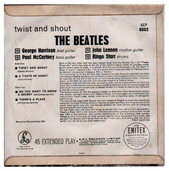 The Beatles : Twist And Shout (7", EP, Mono, Fir)