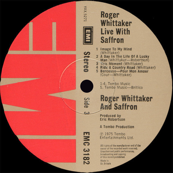 Roger Whittaker With Saffron (4) : Roger Whittaker Live With Saffron (2xLP, Album, Gat)