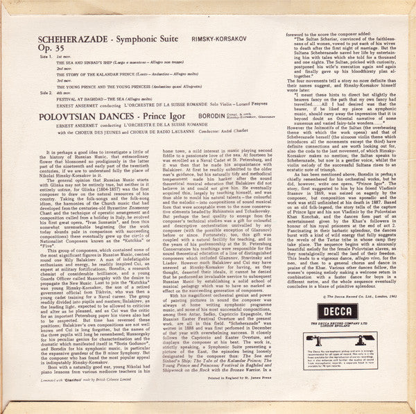 Rimsky-Korsakov*, Borodin*, OSR*, Ansermet* : Scheherazade, Polovtsian Dances (LP, Mono)