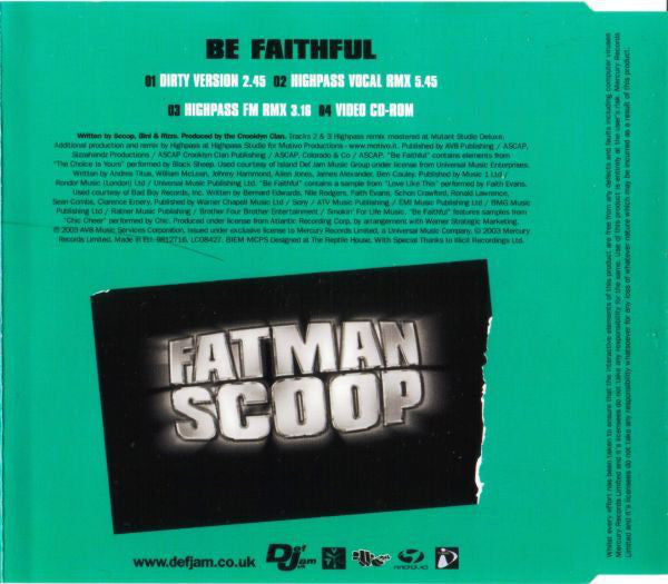 Fatman Scoop Featuring Crooklyn Clan : Be Faithful (CD, Single, Enh)