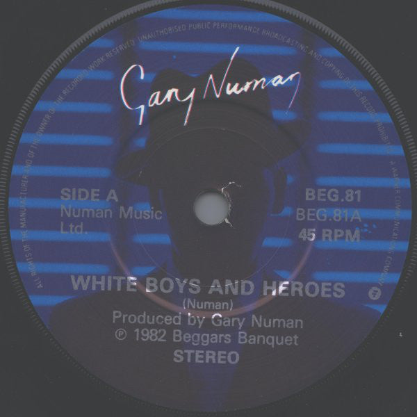 Gary Numan : White Boys And Heroes (7", Single)