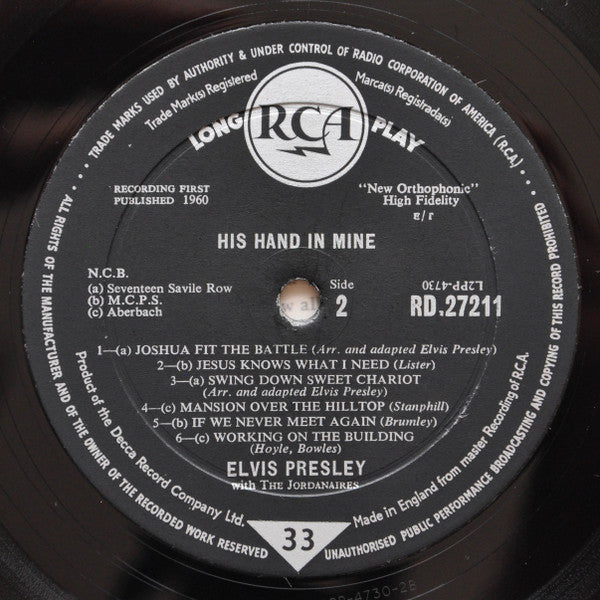 Elvis Presley : His Hand In Mine (LP, Album, Mono, Lam)