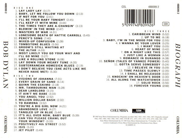 Bob Dylan : Biograph (3xCD, Comp, RE, RM, Fat)