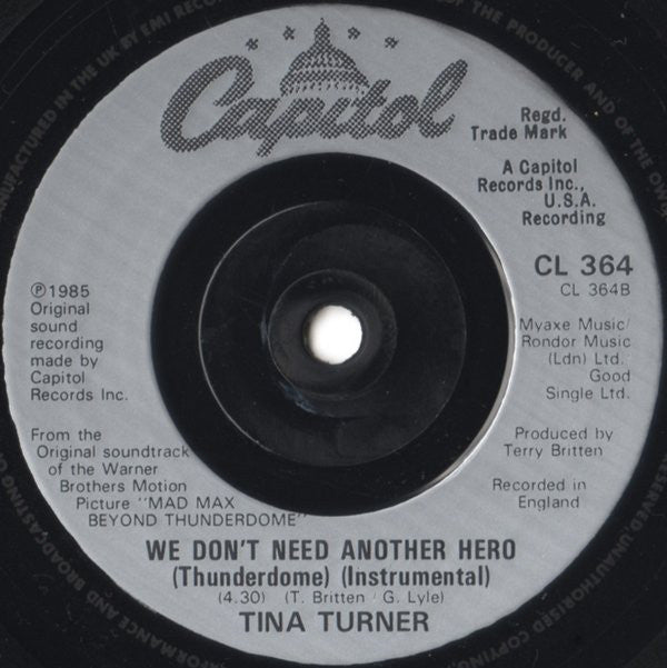 Tina Turner : We Don't Need Another Hero (Thunderdome) (7", Single, Sil)