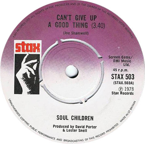 Soul Children : Can't Give Up A Good Thing (7", Single)