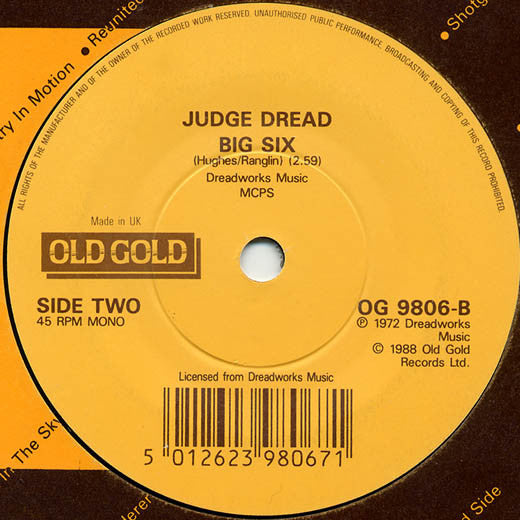 Judge Dread : Je T'Aime (Moi Non Plus) (7", Mono)