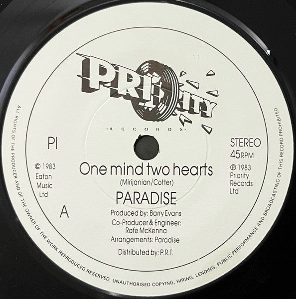 Paradise (2) : One Mind Two Hearts (7")