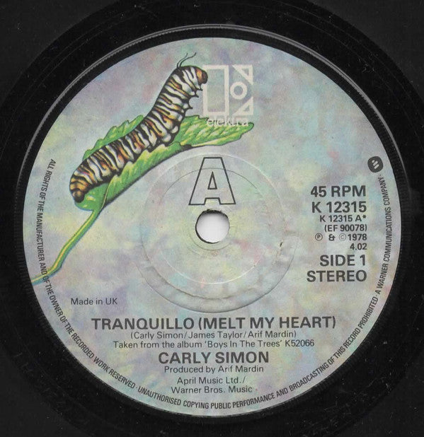 Carly Simon : Tranquillo (Melt My Heart) (7")