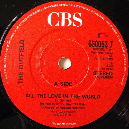 The Outfield : All The Love In The World (7", Single)