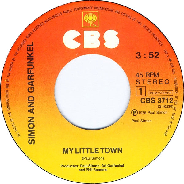Simon & Garfunkel Plus Art Garfunkel Plus Paul Simon : My Little Town (7", Single)