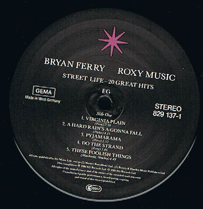 Bryan Ferry / Roxy Music : Street Life - 20 Great Hits (2xLP, Comp, RM, Gat)