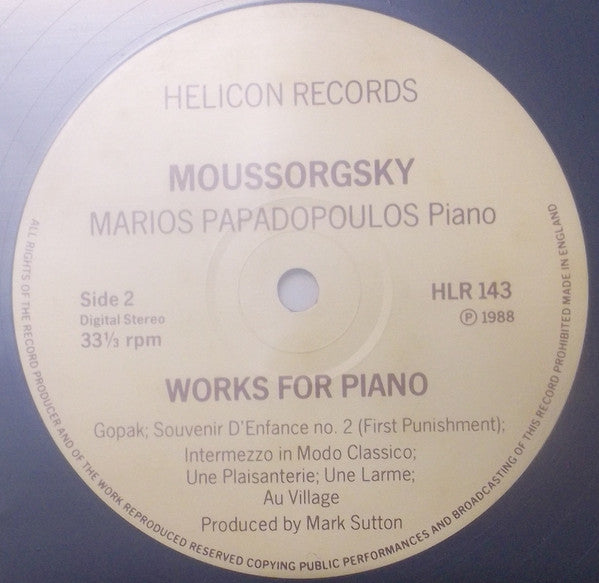 Mussorgsky*, Marios Papadopoulos : Pictures At An Exhibition - Works For Piano (LP, Album)