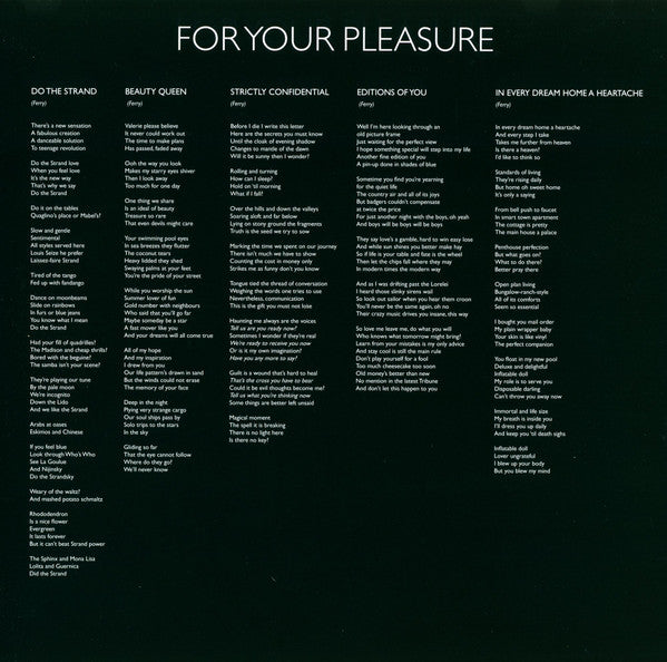 Roxy Music : For Your Pleasure (LP, Album, RE, RM, Hal)