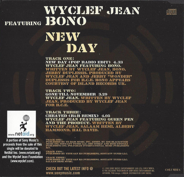 Wyclef Jean Featuring Bono : New Day (CD, Single)