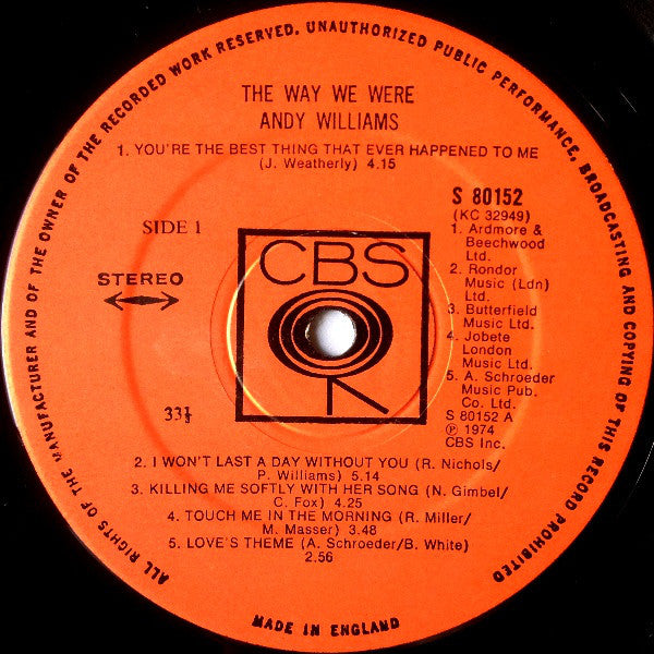 Andy Williams : The Way We Were (LP, Album)