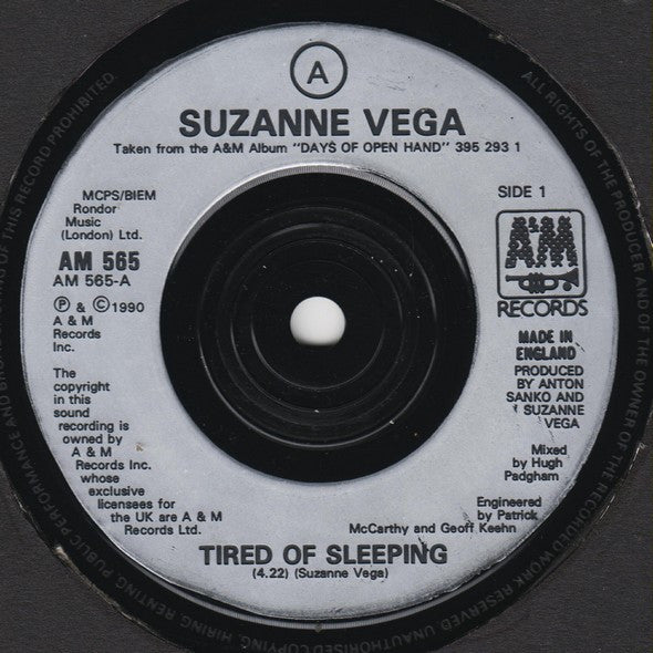 Suzanne Vega : Tired Of Sleeping (7", Single)