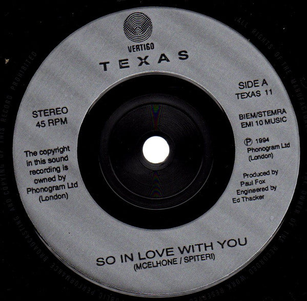 Texas : So In Love With You (7")