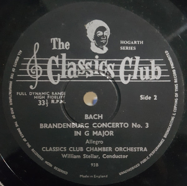 Johann Sebastian Bach, The Classics Club Chamber Orchestra : Brandenburg Concerto No. 3 In G Major (7", EP, Hog)