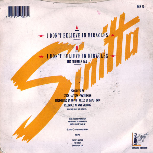 Sinitta : I Don't Believe In Miracles (7", Single)