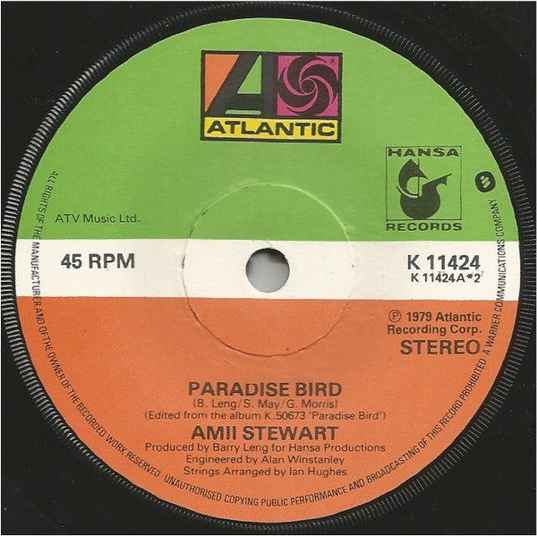 Amii Stewart : The Letter / Paradise Bird (7", Single)
