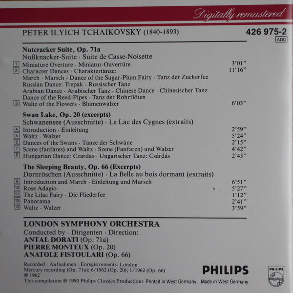 Tchaikovsky*, London Symphony Orchestra, Dorati*, Monteux*, Fistoulari* : Ballet Music (Nutcracker • Swan Lake • Sleeping Beauty) (CD, Comp, RM)