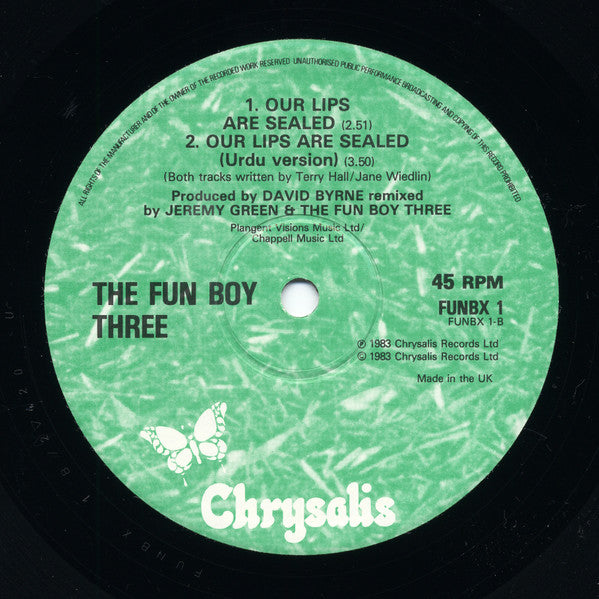 Fun Boy Three : Our Lips Are Sealed (Special Remix Version) (12")