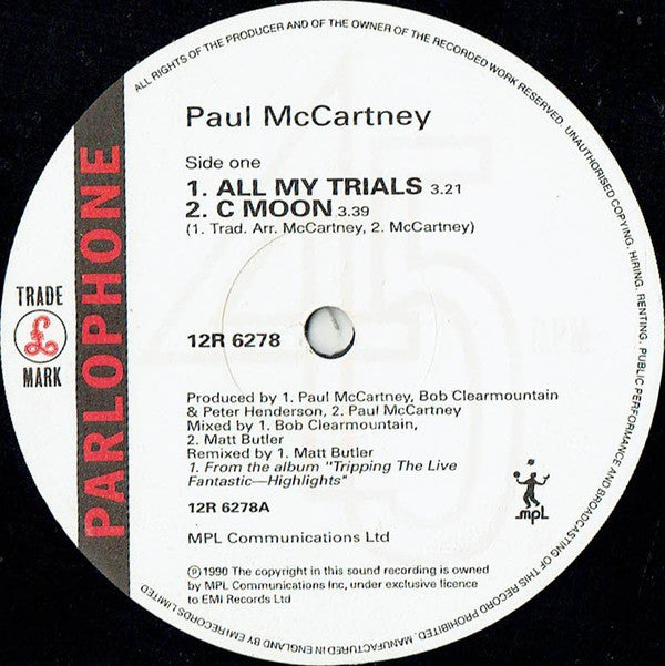 Paul McCartney : All My Trials (12", Single)