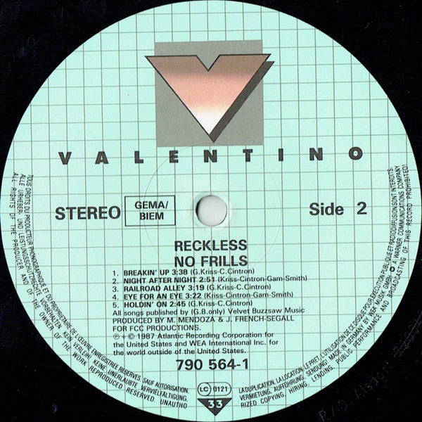 Reckless (17) : No Frills (LP, Album)