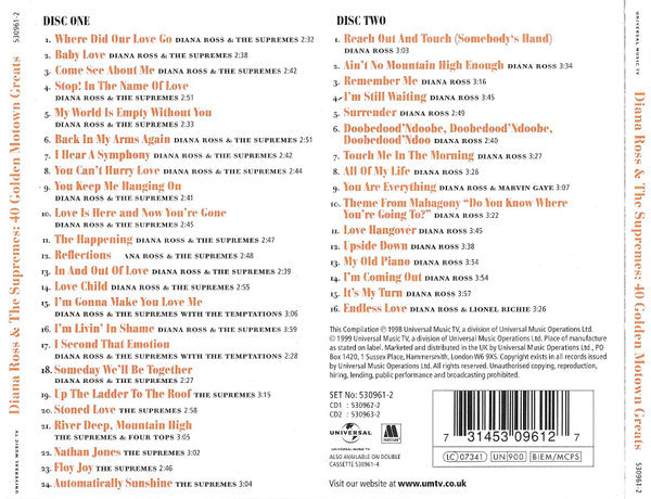The Supremes : 40 Golden Motown Greats (2xCD, Comp, RE)