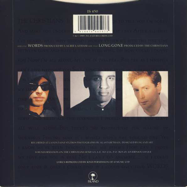 The Christians : Words (7", Single, Pap)