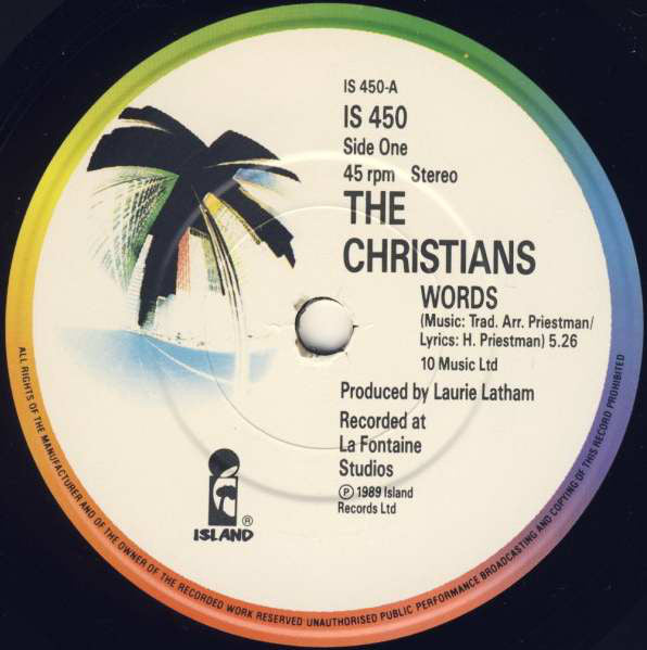 The Christians : Words (7", Single, Pap)