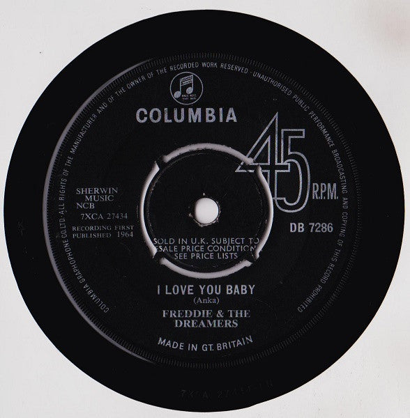 Freddie & The Dreamers : I Love You Baby (7", Single)