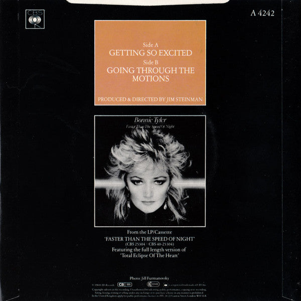 Bonnie Tyler : Getting So Excited (7", Single)