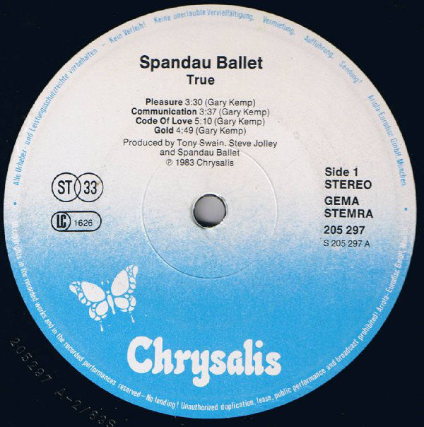 Spandau Ballet : True (LP, Album)