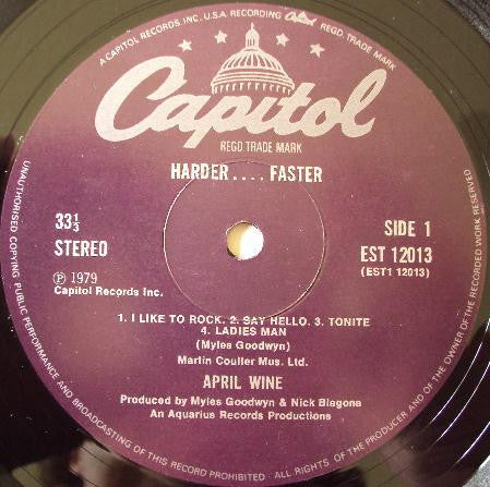 April Wine : Harder.....Faster (LP, Album)