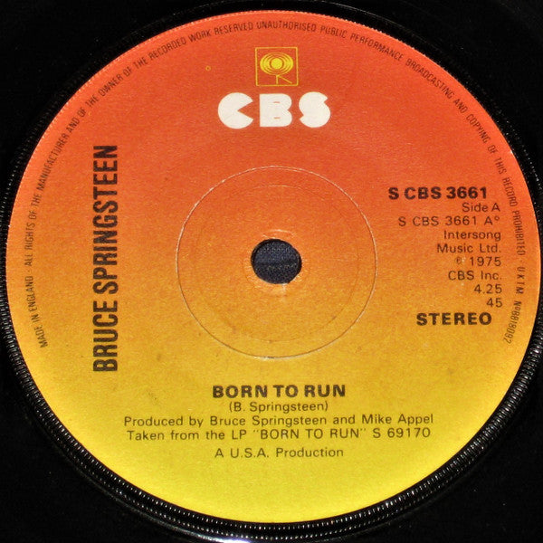 Bruce Springsteen : Born To Run (7", Single, Sol)