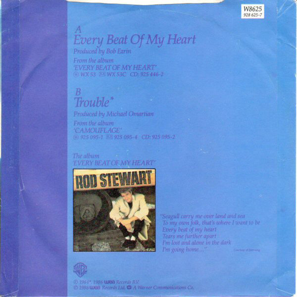 Rod Stewart : Every Beat Of My Heart (7", Single, Pap)