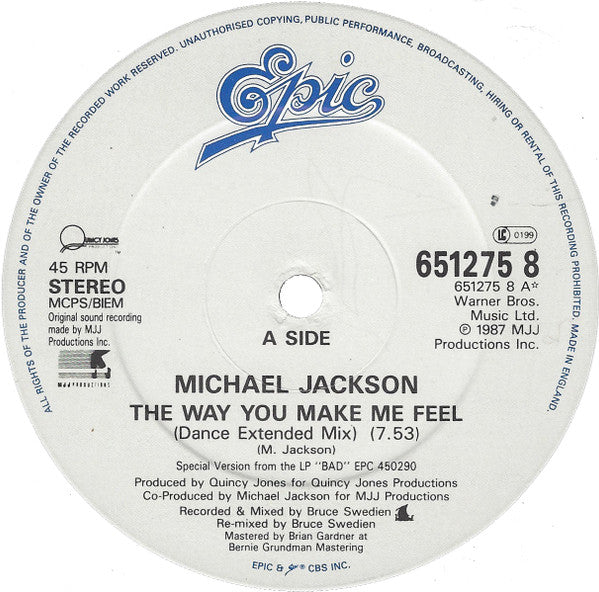 Michael Jackson : The Way You Make Me Feel (12")