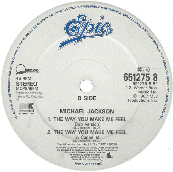 Michael Jackson : The Way You Make Me Feel (12")