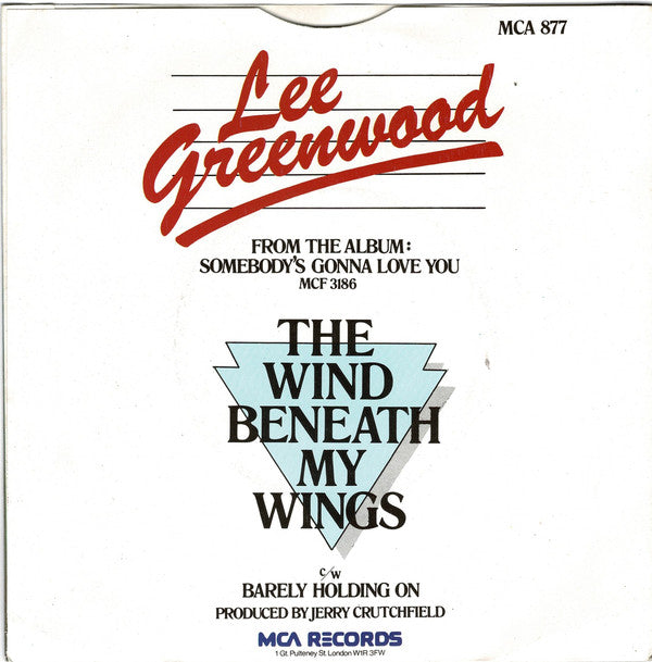 Lee Greenwood : The Wind Beneath My Wings (7", Single, Sil)