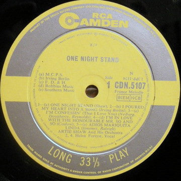 Artie Shaw And His Orchestra : One Night Stand (LP, Comp, Mono)