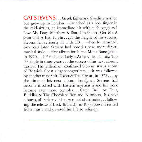 Cat Stevens : Greatest Hits (CD, Comp, RE, Nim)