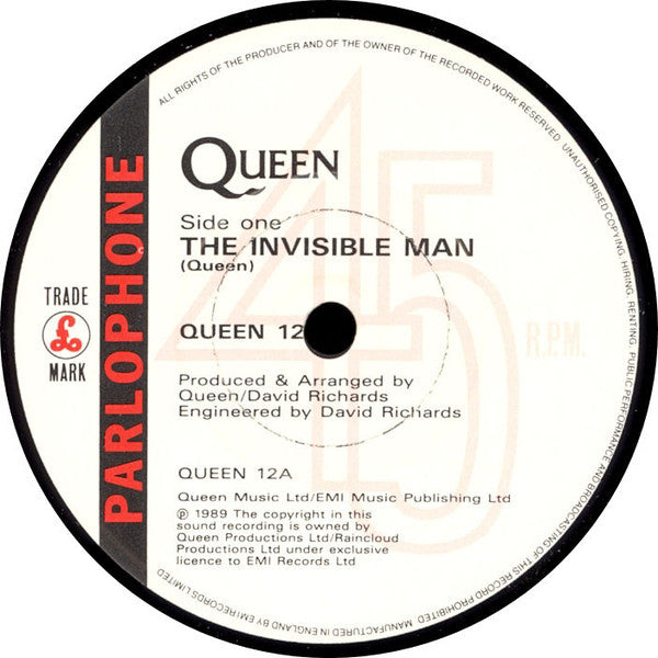 Queen : The Invisible Man (7", Single, Pap)