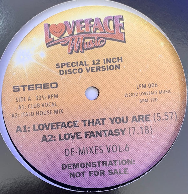 Loveface : De-Mixes Vol.6 (12", Promo)