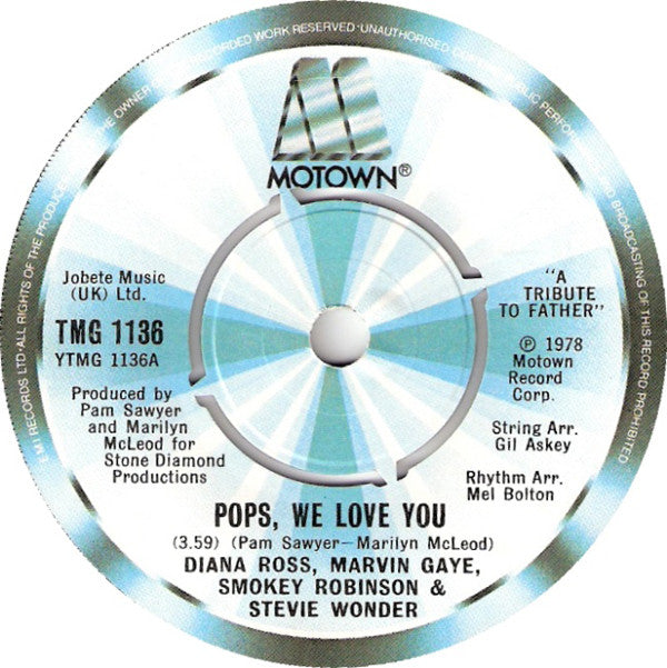 Diana Ross, Marvin Gaye, Smokey Robinson & Stevie Wonder : Pops, We Love You (A Tribute To Father) (7", Single)