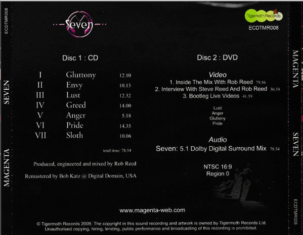 Magenta (10) : Seven (CD, Album, RE, RM + DVD, Multichannel, NTSC, 5.1 +)