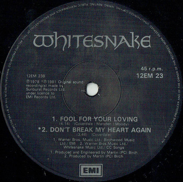 Whitesnake : Give Me All Your Love (12", Single)