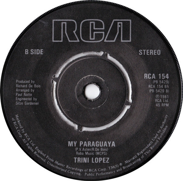 Trini Lopez : Trini-Trax (7", Single)