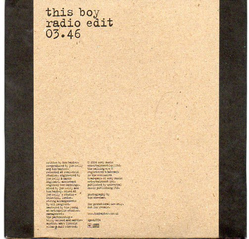 Tom Baxter : This Boy (CD, Single, Promo)